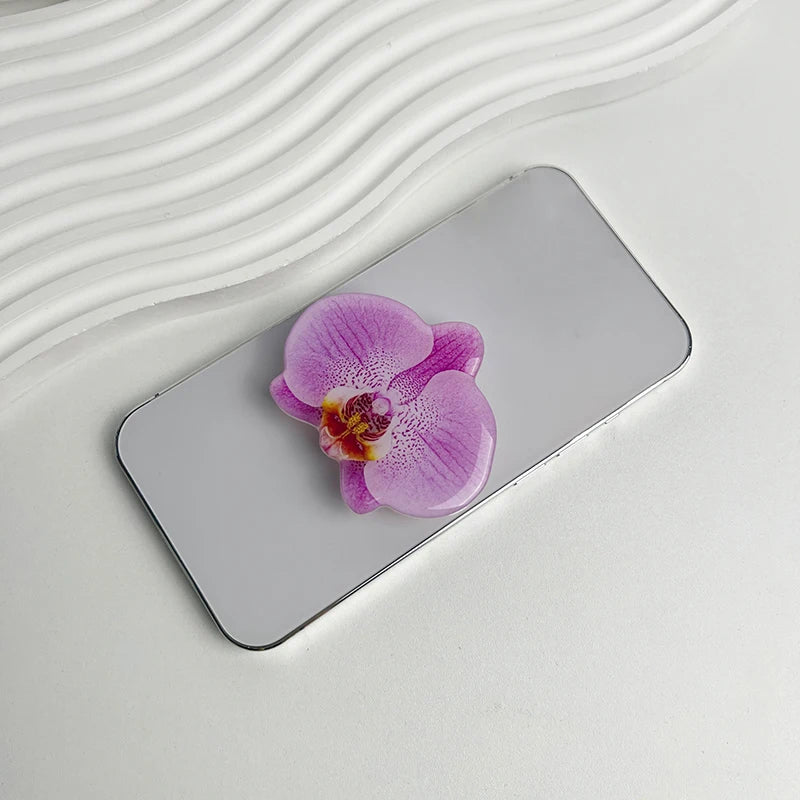 Orchid Acrylic Socket Grip Phone Holder Folding Ring Phone Support Socket Cymbidium Phone Stand Grip Internet Celebrity