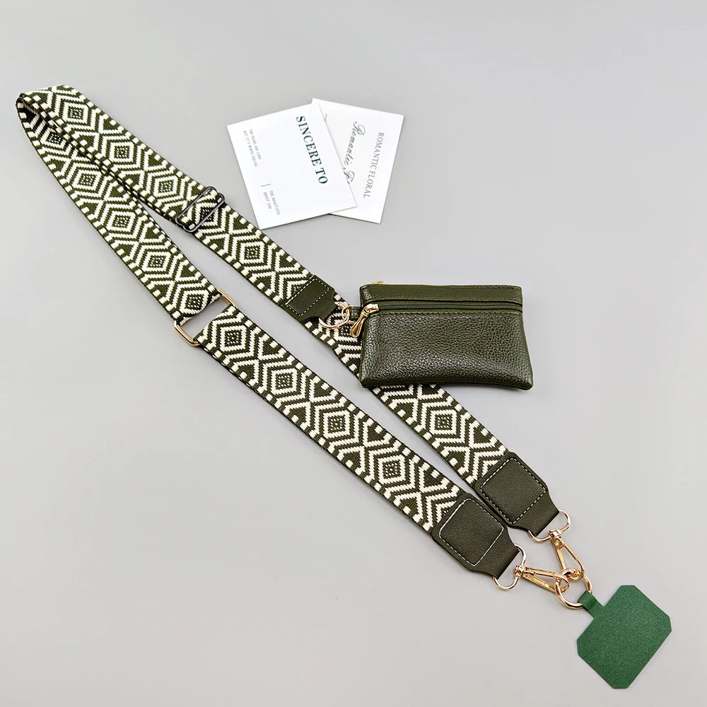 Adjustable Crossbody Mobile Phone Lanyard Strap Anti-lost Cell Phone Case Pendant With Zippered Wallet Card Gasket Coin Purse