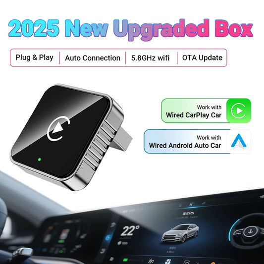 New Super Mini Carplay AI Box Wired to Wireless CarPlay/Android Auto 2in1 Box 5GHz WiFi5 for 99% Original Wired CarPlay/Auto Car