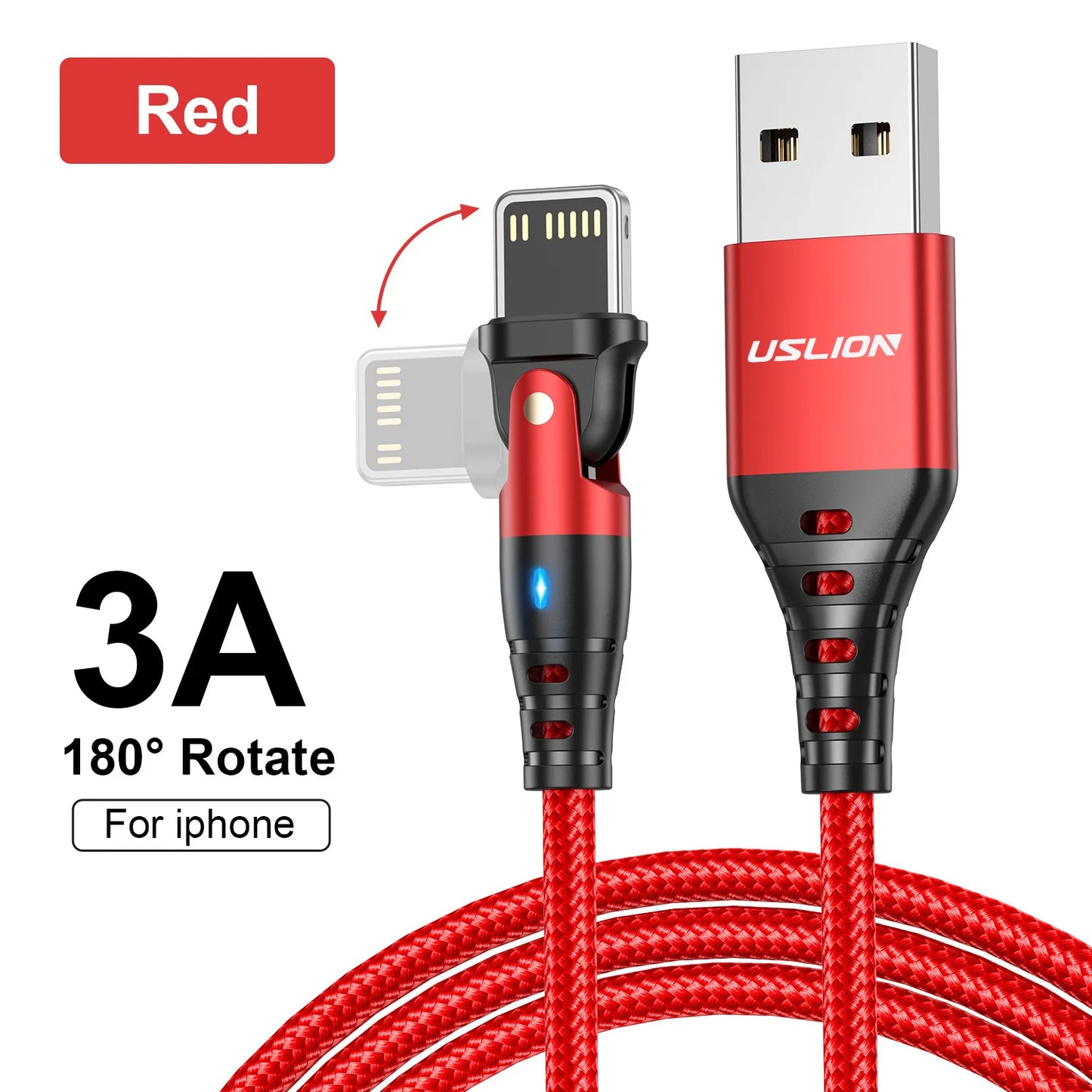 USLION 3A USB Cable For iPhone Cable 14 13 12 11 Pro Max Xs Xr X 8 plus iPad Air Mini Fast Charging Data Cord For iPhone Charger