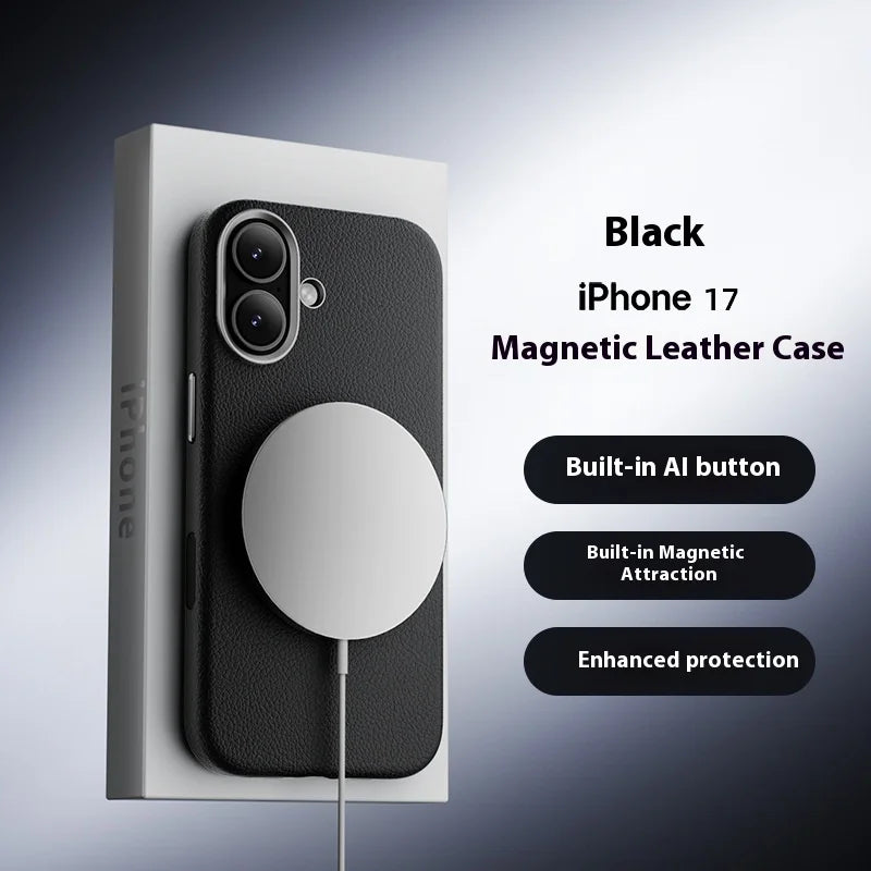 Case For Iphone 17 Pro Max 17 Ari Protect Case Plain Leather Material Built In Magnetic Attraction Anti Slip Anti Fall Accessory