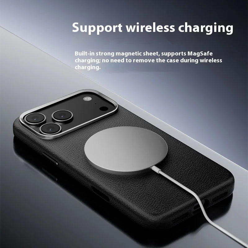 Case For Iphone 17 Pro Max 17 Ari Protect Case Plain Leather Material Built In Magnetic Attraction Anti Slip Anti Fall Accessory
