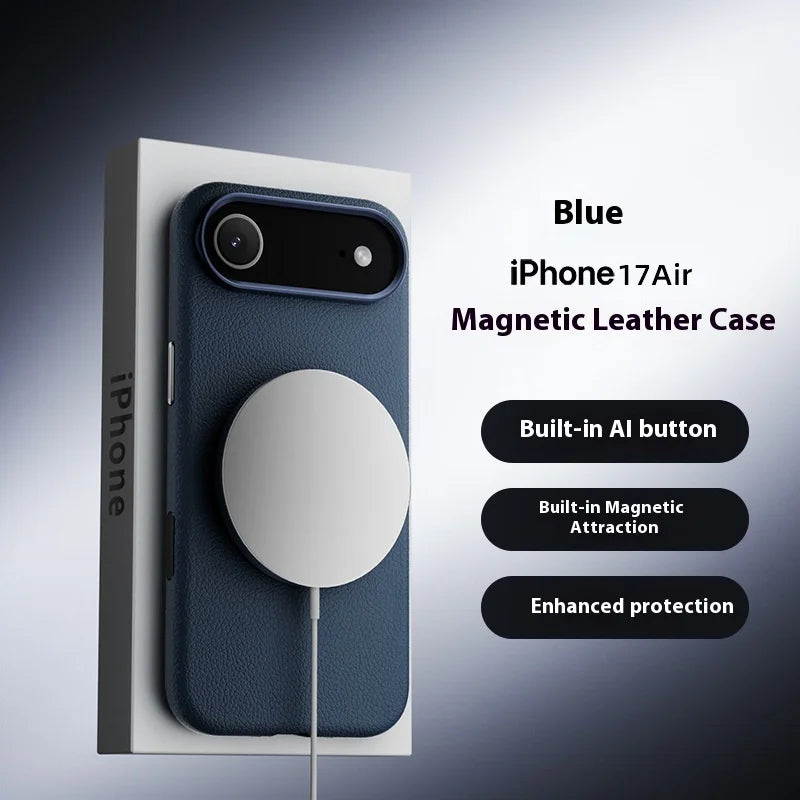 Case For Iphone 17 Pro Max 17 Ari Protect Case Plain Leather Material Built In Magnetic Attraction Anti Slip Anti Fall Accessory